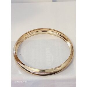 Vintage Gold Tone Domed Bangle Bracelet Minimalist‎ Slip On Stackable 2.6 Inch